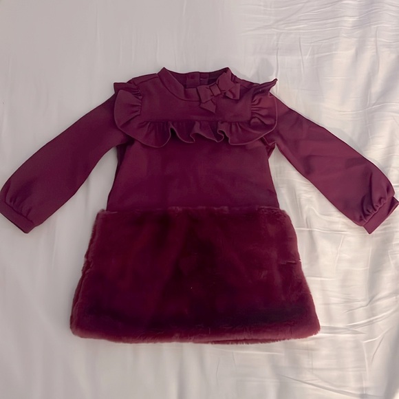 Janie and Jack faux fur ponte dress Size 18-24 months - Picture 1 of 4